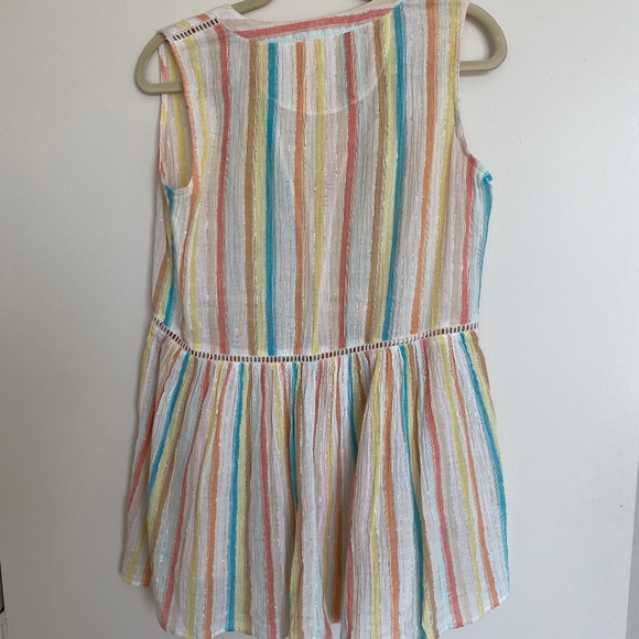 Rainbow  Striped Sleeveless Babydoll Top - Picture 3 of 3